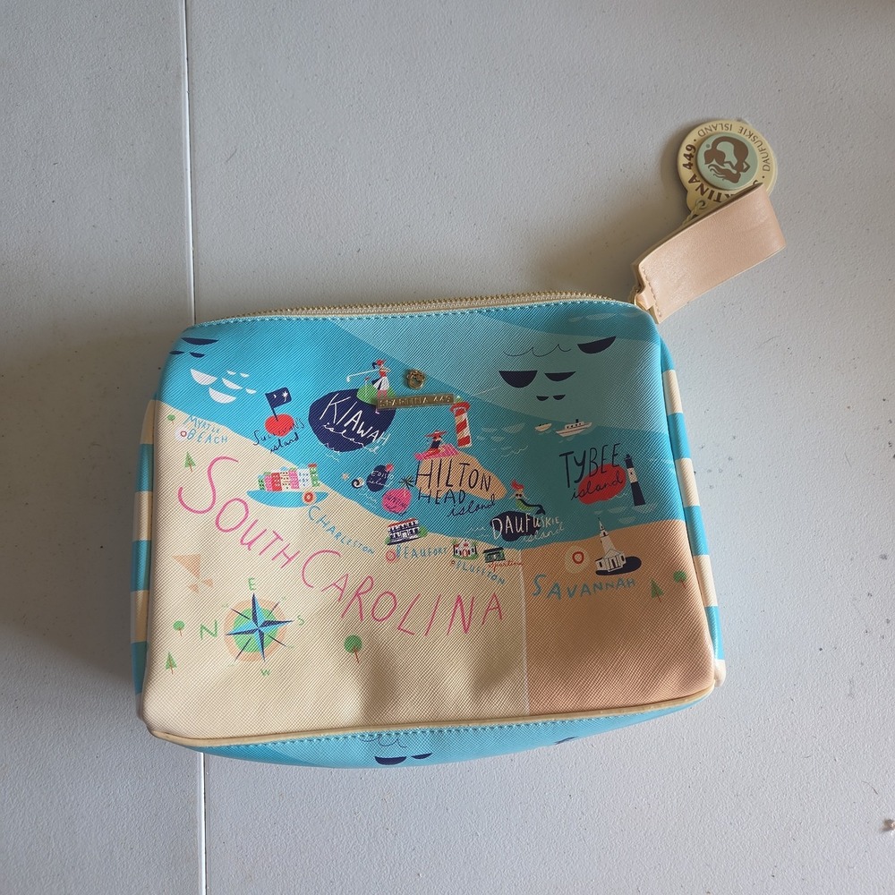 SPARTINA 449 Carry All Travel Makeup Case Daufuskie Island Coated Vinyl NWT